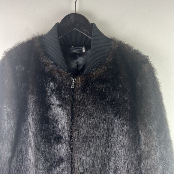 Love Token Coat Faux Fur Brown Bomber zip light soft fuzzy Jacket M - Picture 2 of 7